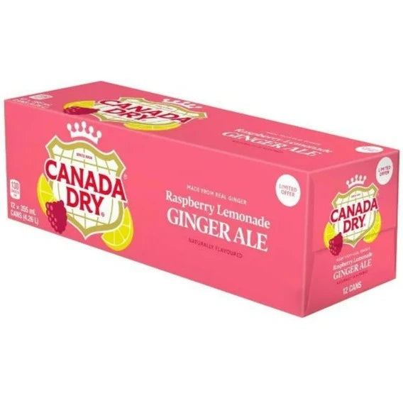 Canada Dry Raspberry Lemonade Ginger Ale Pop 355ml x 12