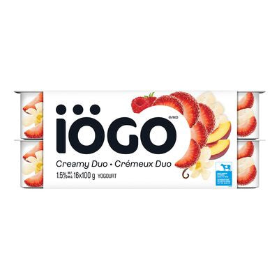 IOGO Creamy Duo 4 Strawberry Banana - 4 Strawberry Vainilla 16x100g