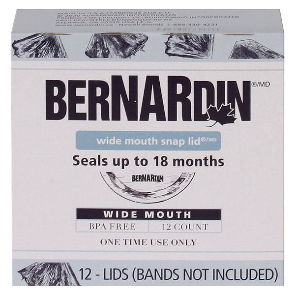 Bernardin Wide Mouth Canning Jar 86mm Snap Lid 12ct