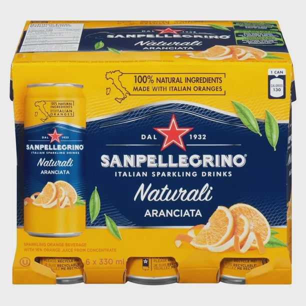 San Pellegrino Aranciata Italian Sparkling Drinks Naturali 330ml 6ct