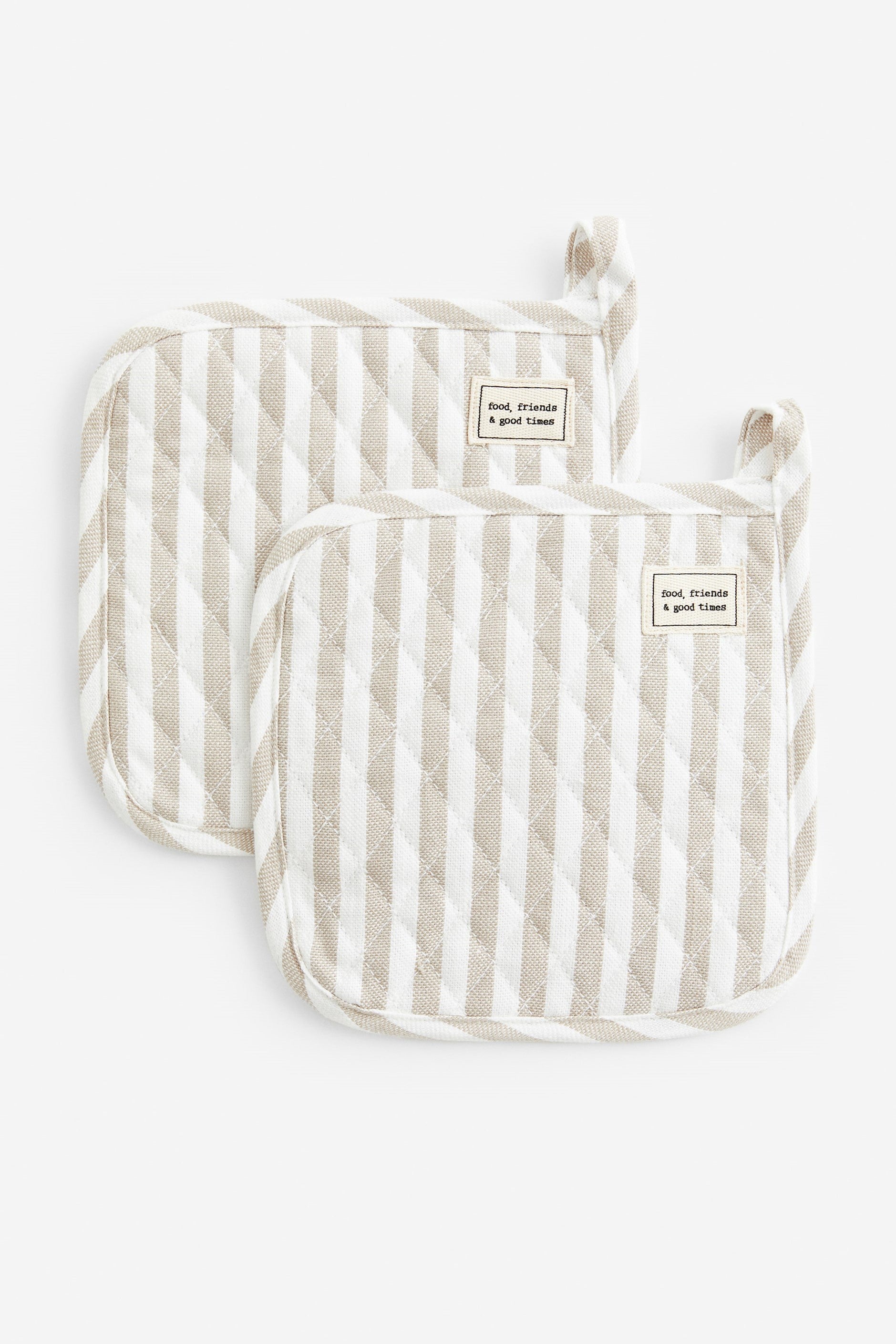 2-Pack Striped Pot Holders, Beige