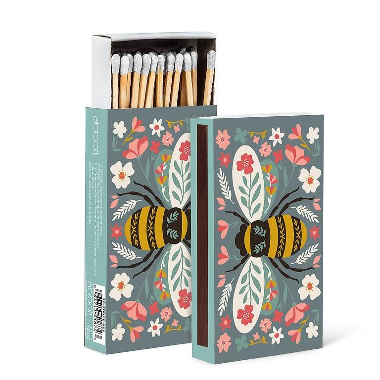 Colourful Floral Bee Matches. 45 Sticks 20-STRIKE-BEE