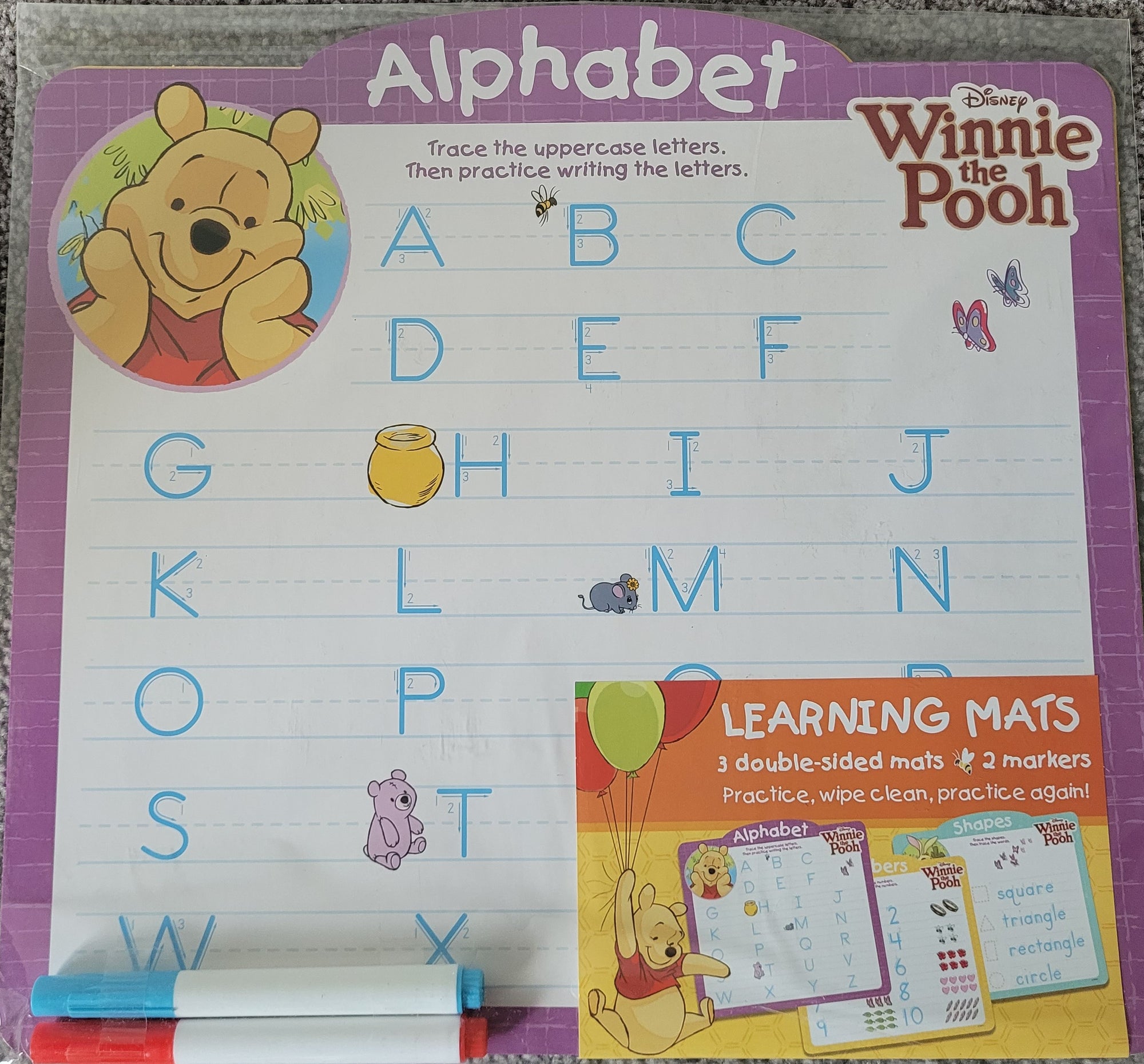 Winnie the Pooh Learning Mats (Alphabet, Numbers, Shapes)