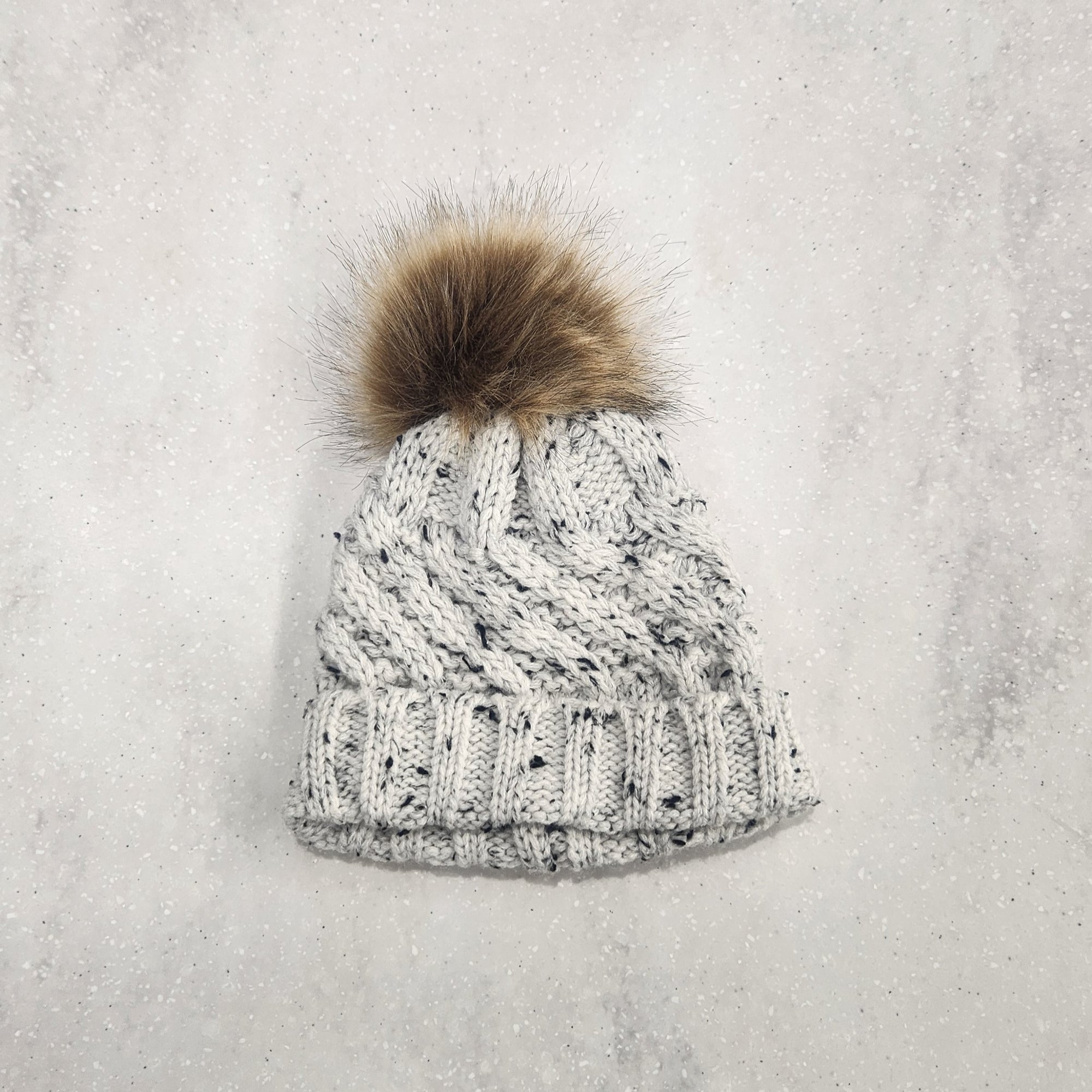 Baby Knit Hat with Fur PomPom