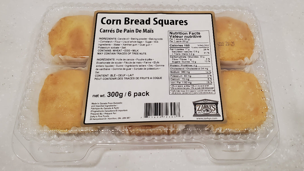 Zarky's Corn Bread Squares 6pk 300g