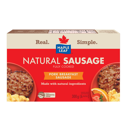 Maple Leaf Pork Breakfast Sausage Fully Cooked Rounds 300g