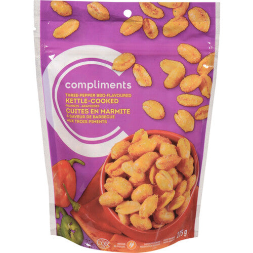 Compliments Three Pepper BBQ Kettle-Cooked Peanuts 275 g