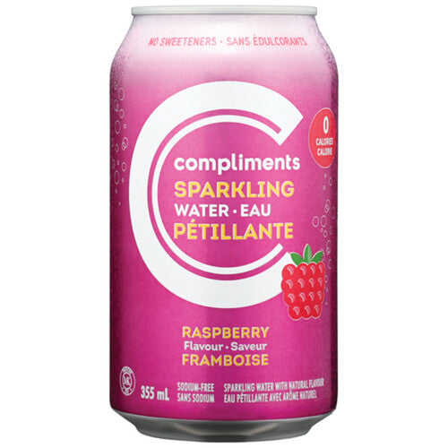 Compliments Raspberry Sparkling Water 355ml each