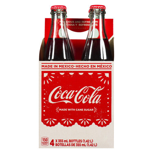 Coca-Cola de Mexico Glass Bottles 355ml x 4