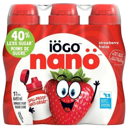 IÖGO nanö 1% Strawberry Drinkable Yogurt, 6 x 93 mL