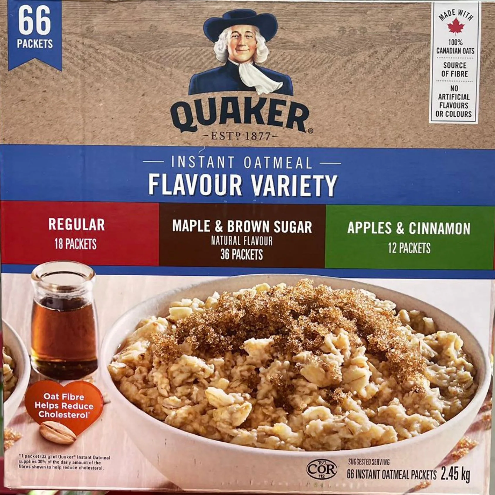 Quaker Instant Oatmeal Flavor Variety 66pkt 2.45kg