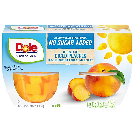 *Dole Diced Peaches in Fruit Juice No Sugar Added 4x107ml