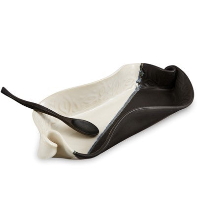 Hilborn Pottery Asparagus Dish, Black & White