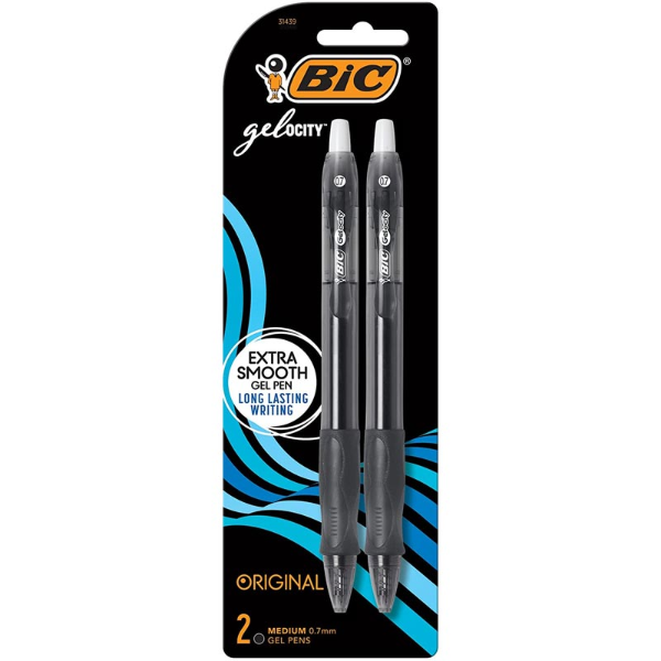 BIC Velocity Gel Pens Black Ink, Pack of 2