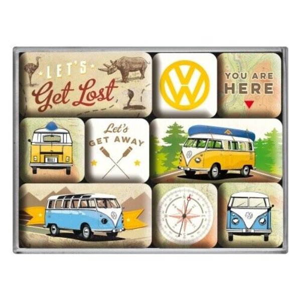 Nostalgic Art Magnet Set VW Bulli Let's Get Lost