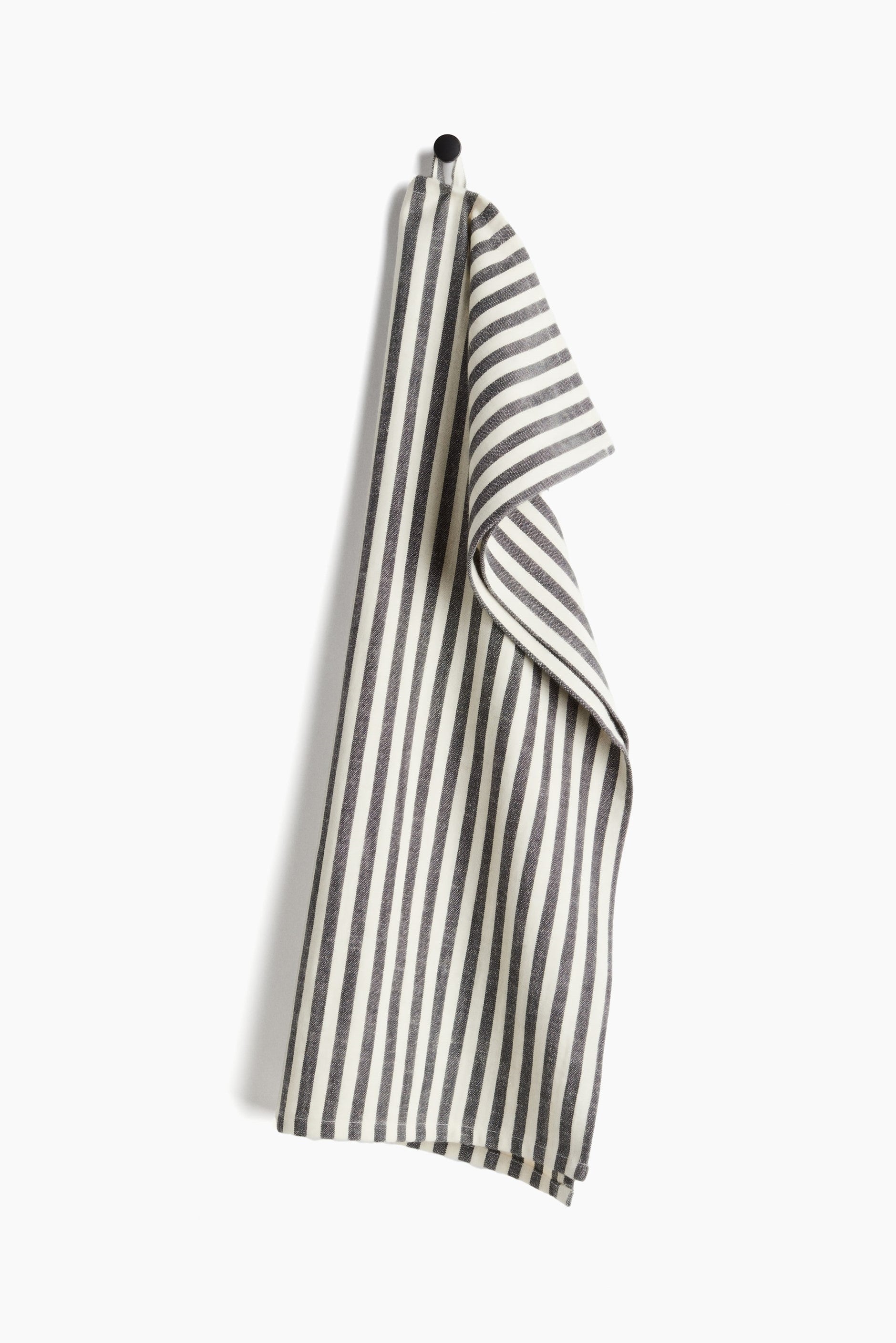 Cotton Tea Towel, Dark Grey Striped