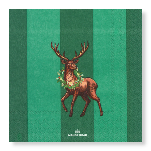 Manor Road Mr. Stag Green Luncheon Napkins 20pk