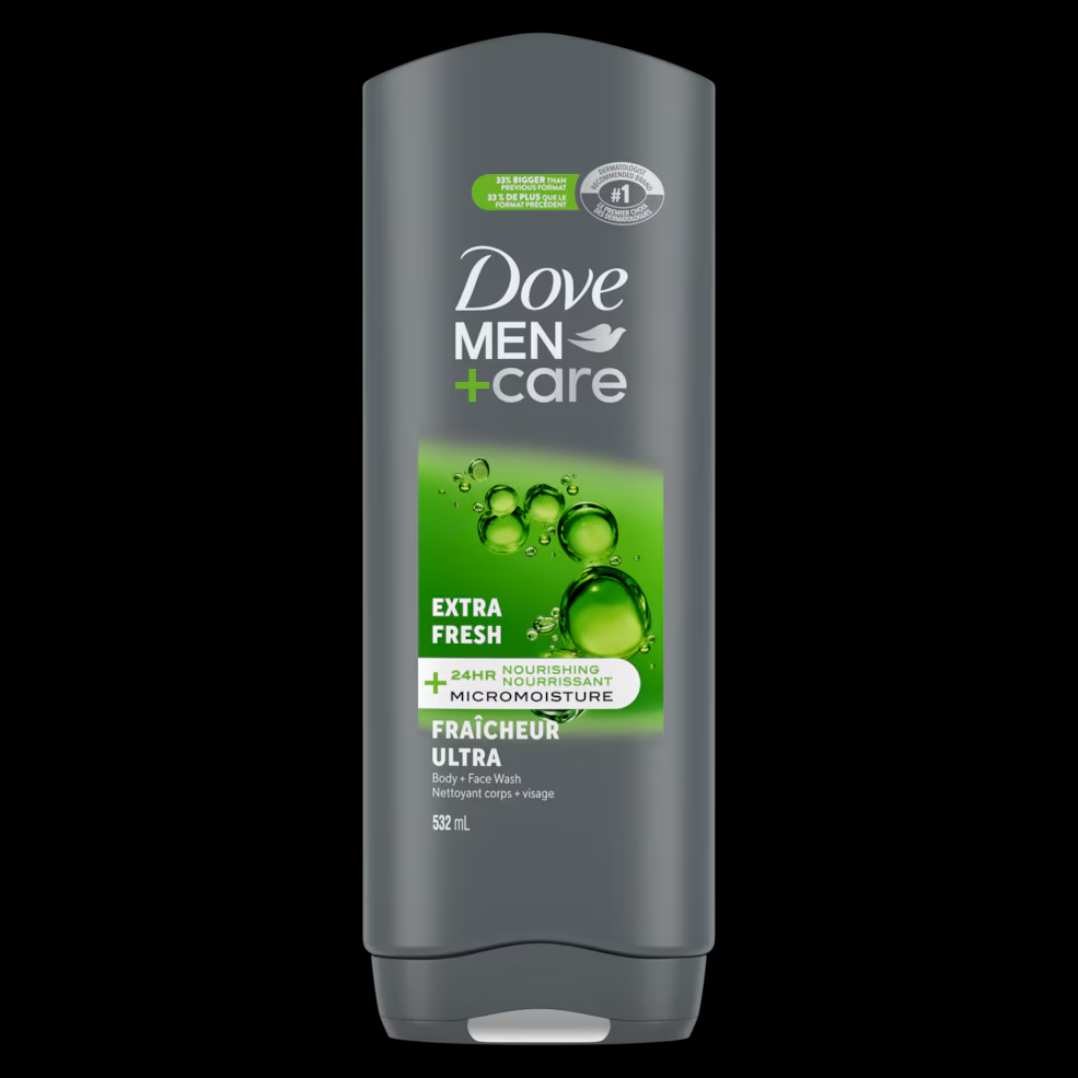 Dove Men+Care Body and Face Wash for hydrated skin Extra Fresh Shower Gel with Micro Moisture technology 532 ml