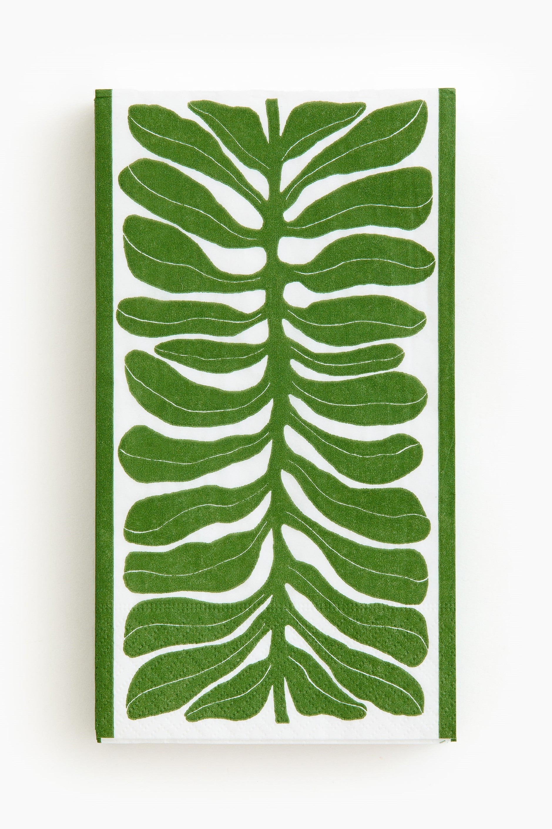Green Leaf, White paper napkins 15pack