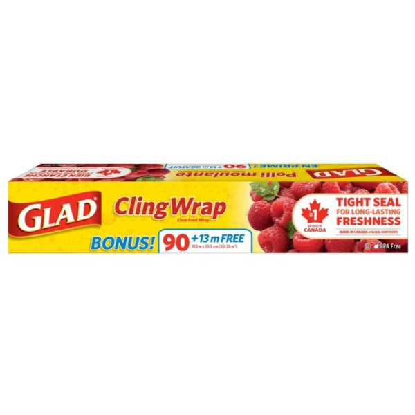 Glad Cling Plastic Wrap 90m + 13m bonus