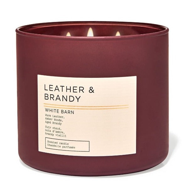 White Barn Leather & Brandy 14.5oz 3 wick Candle