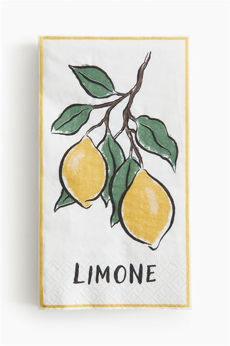 Limone, White paper napkins 15pack