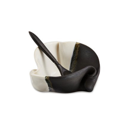 Hilborn Pottery Mustard Pot, Black & White