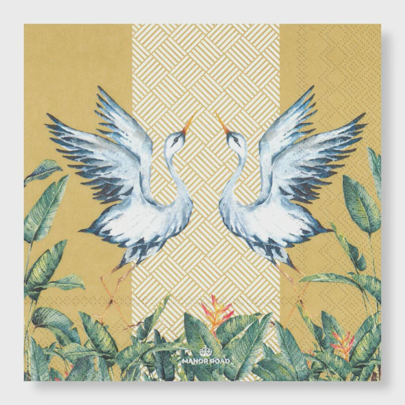 Manor Road Birds of Paradise Cocktail Napkins 20pk