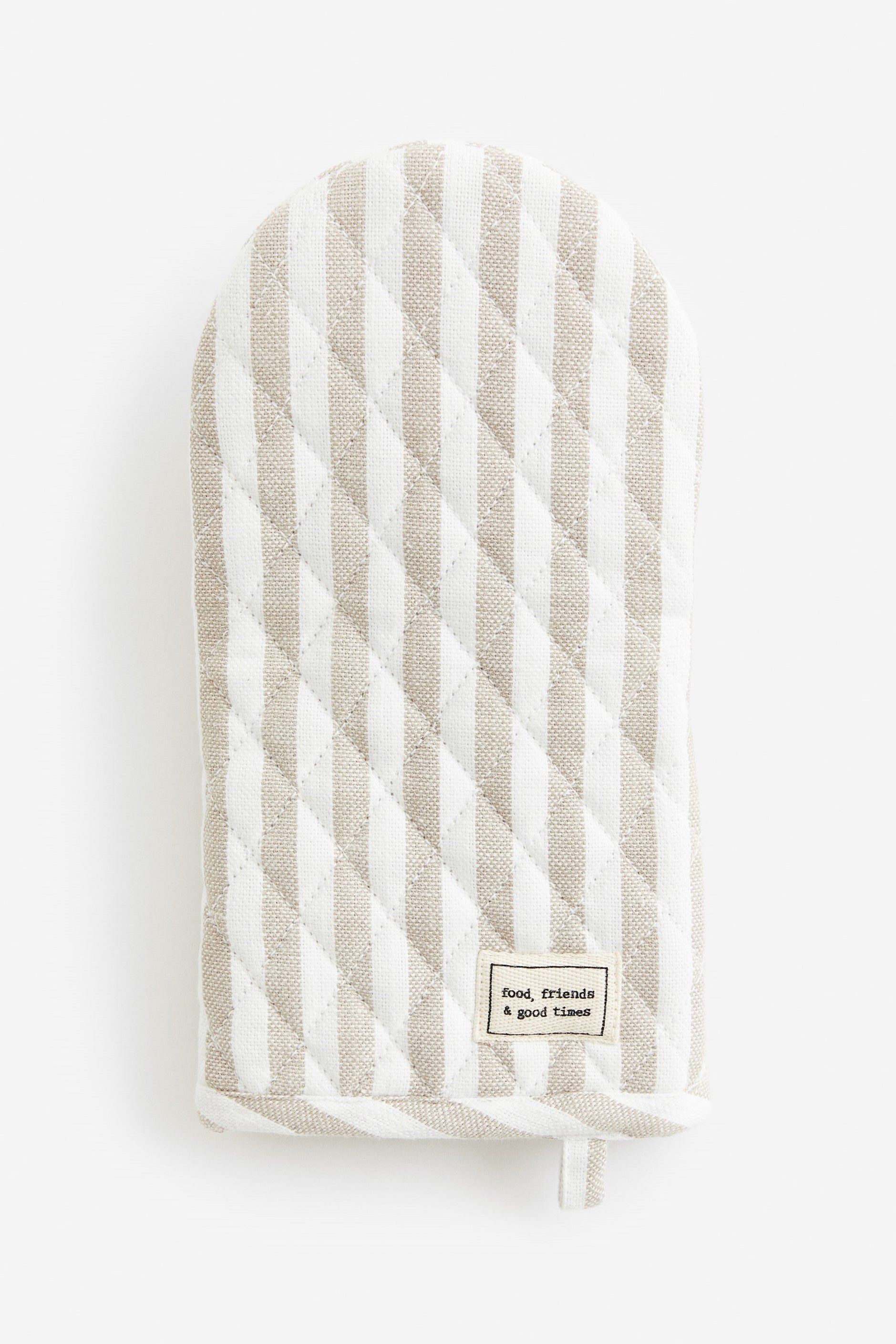 Striped Oven Mitt, Light Beige