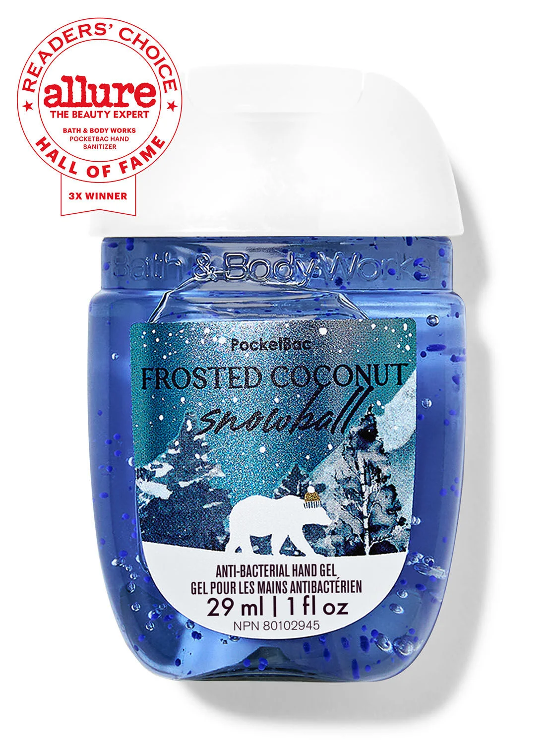 Bath & Body Works Frosted Coconut Snowball PocketBac Anti-Bacterial Hand Gel 1 fl oz/29 ml