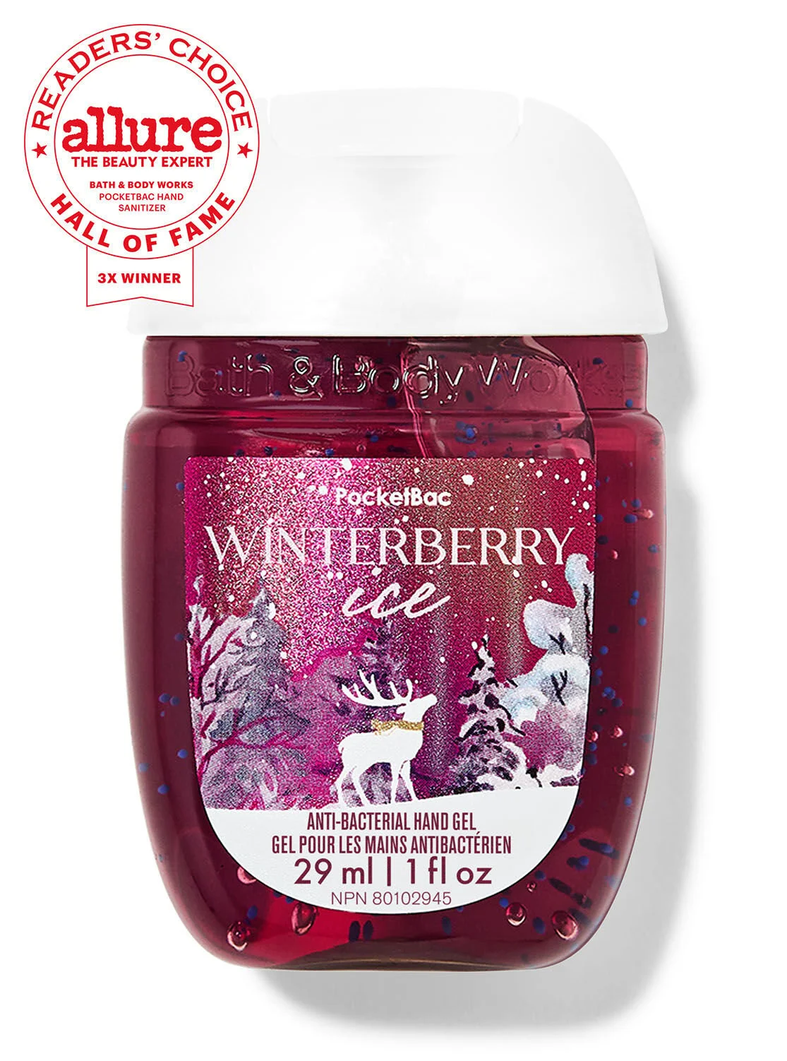 Bath & Body Works Winterberry Ice PocketBac Anti-Bacterial Hand Gel 1 fl oz/29 ml