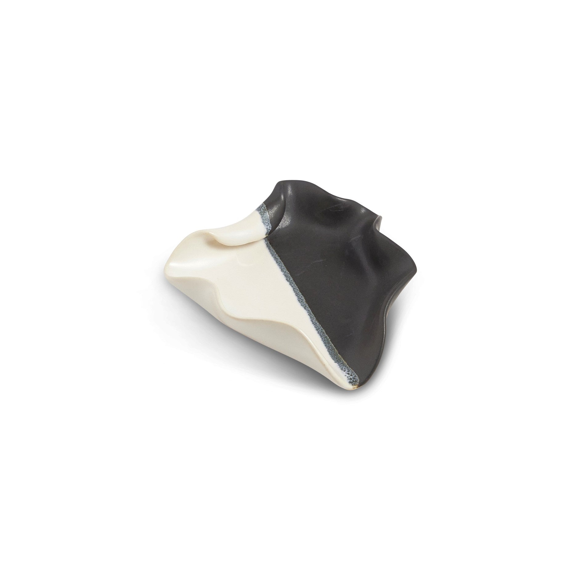 Hilborn Pottery Ring Dish/Spoon Rest, Black & White