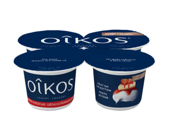 Oikos Extra Creamy Strawberry Cheesecake Greek Yogurt 4 x 95 g