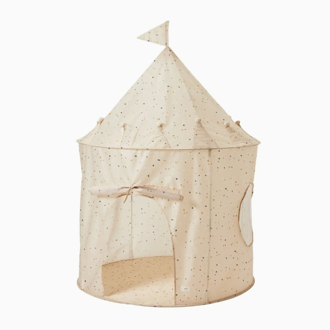 3 Sprouts Terrazzo Beige Recycled Fabric Play Tent Castle - Prints