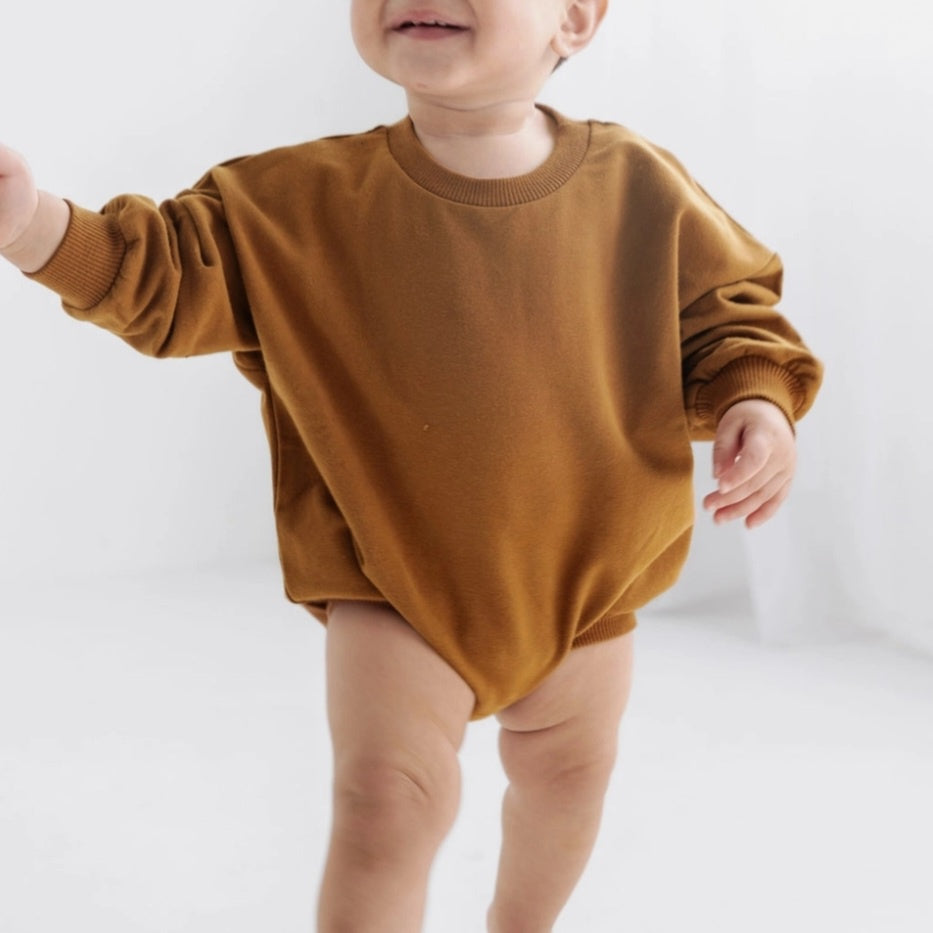 Mila&Co Cinnamon Sweatshirt Bubble Romper 6-12m