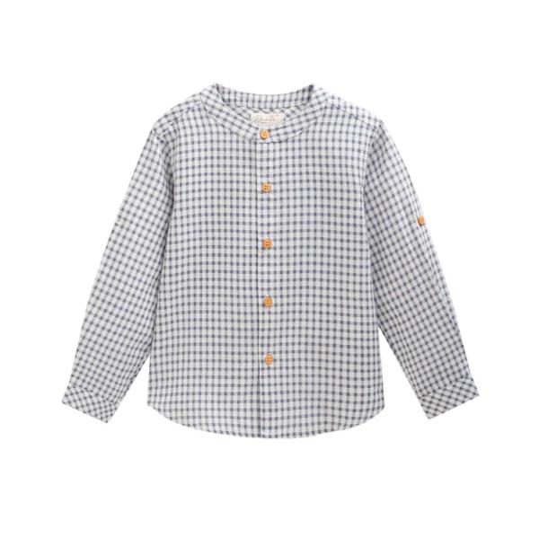 Dadati White Blue Vichy Checkered Children's Shirt 5YR