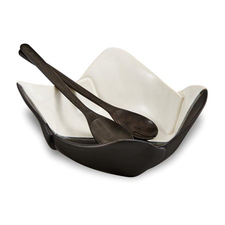 Hilborn Pottery Square Bowl, Black & White