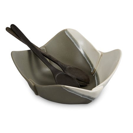Hilborn Pottery Square Bowl, Grey & White