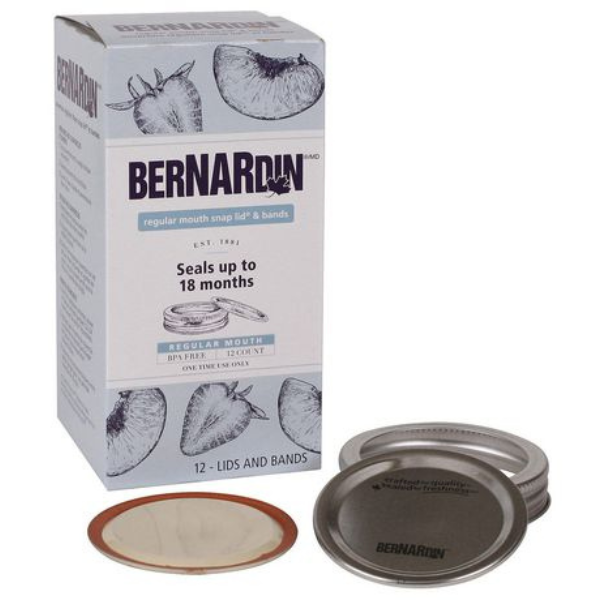 Bernardin Regular Mouth Canning Jar 70mm Snap Lid & Bands 12 ct