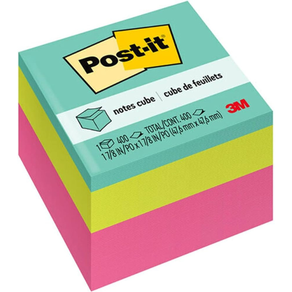 Post-It Sticky Note Cube 1 7/8 x 1 7/8" Assorted Colors