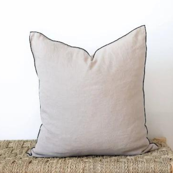 Square Edged Linen Pillow Cover - Natural 18"x18"