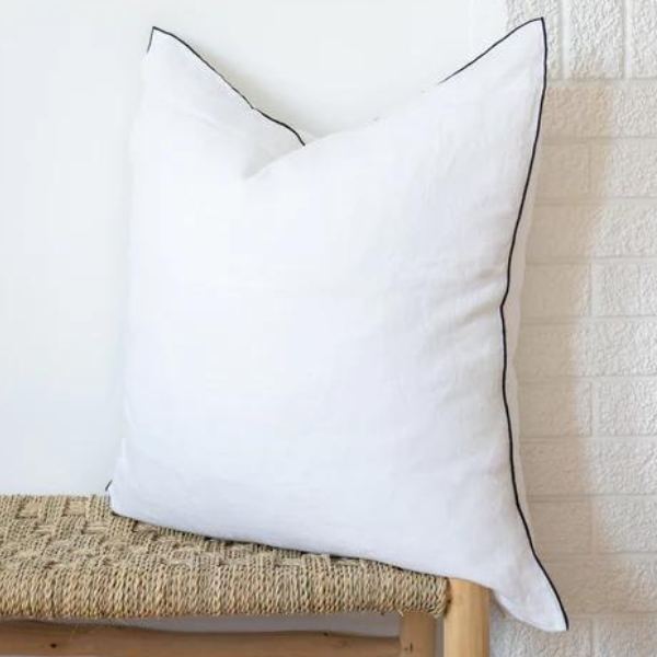 Square Edged Linen Pillow Cover - White 24"x24"