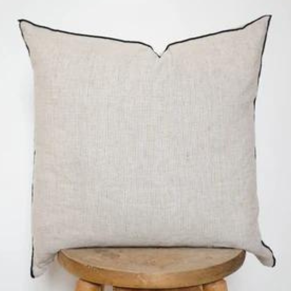Pinstripe Square Edged Linen and Cotton Blend Pillow Cover 24"x24"