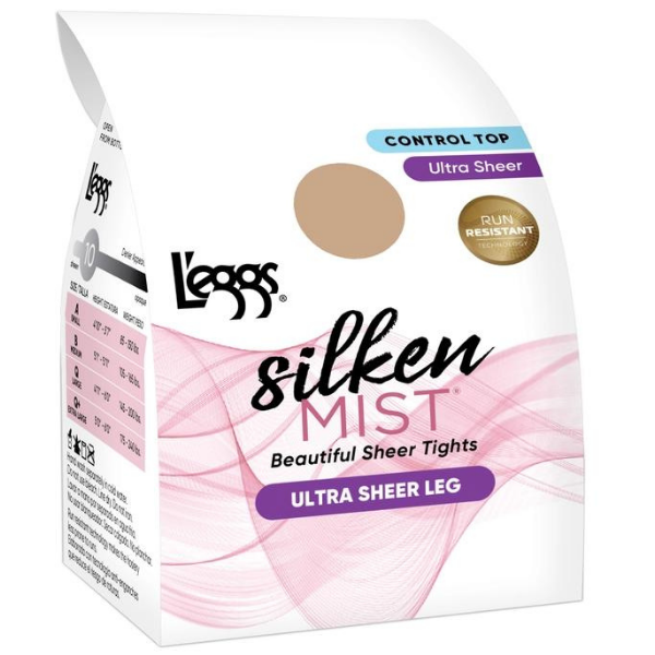 L'eggs Silken Mist Sun Beige Size Q Ultra Sheer Control Top Sheer Toe Pantyhose 4pr