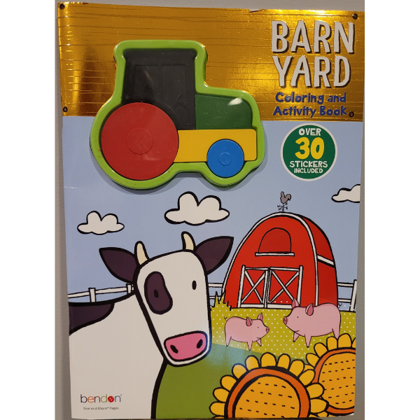 Barn Yard Coloring and Activity Book with Tractor Crayon Set