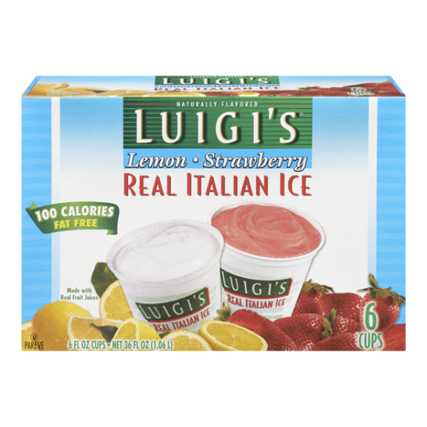 Luigi's Lemon Strawberry Real Italian Ice Cream 6 x 177 ml