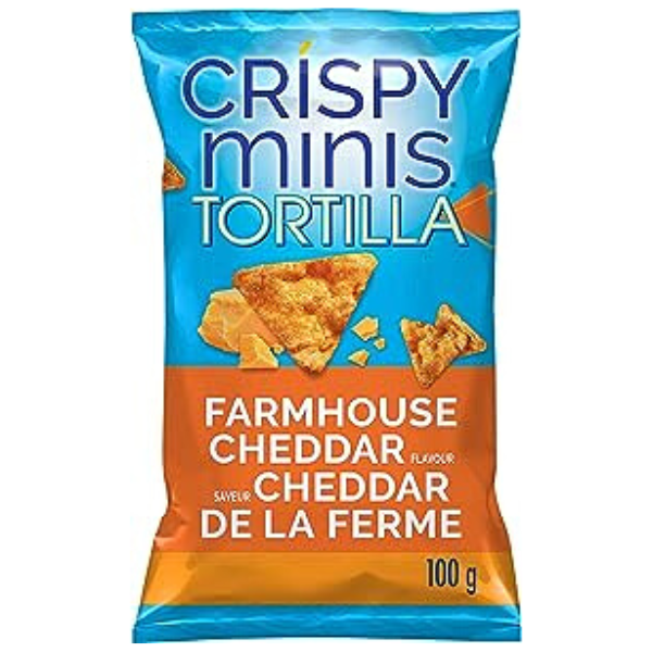 Crispy Mini Rice Chips Tortilla Farmhouse Cheddar 100g