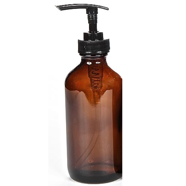 Amber Glass Pump Bottle 8 oz