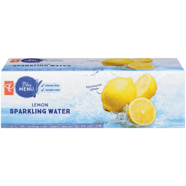 PC Blue Menu Lemon Sparkling Water 355ml x 12