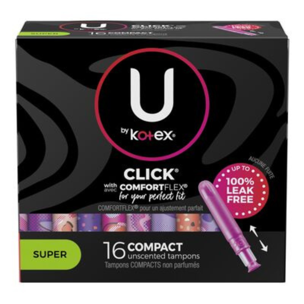 U By Kotex Click Super Compact Unscented Tampons 16 count